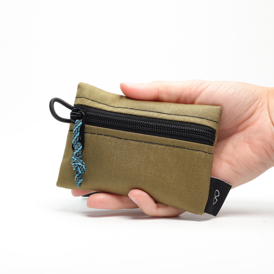 Tiny Pocket Pouch (#055) Khaki/Flo Orange
