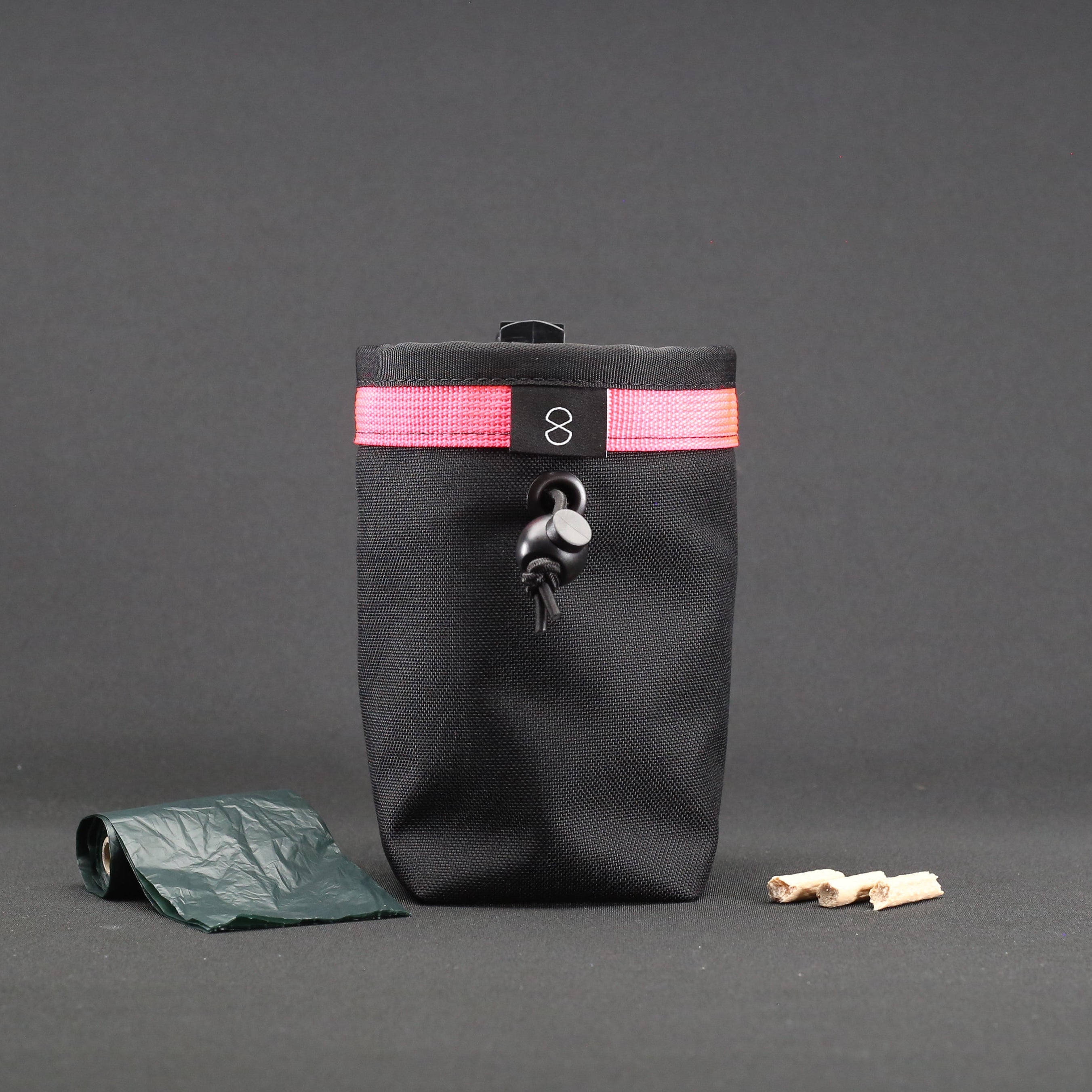 Dog Treat Pouch in Black x Pink