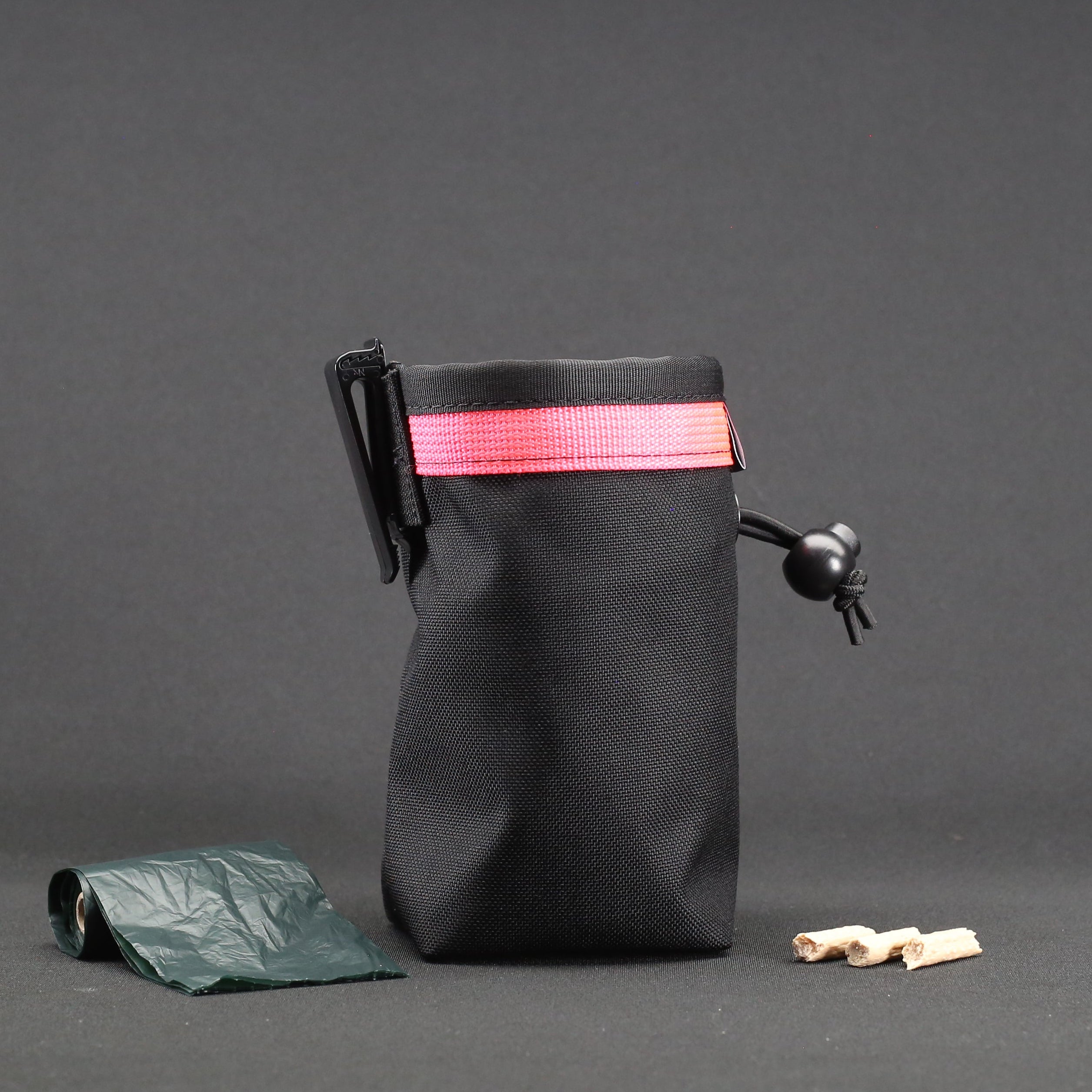 Dog Treat Pouch in Black x Pink