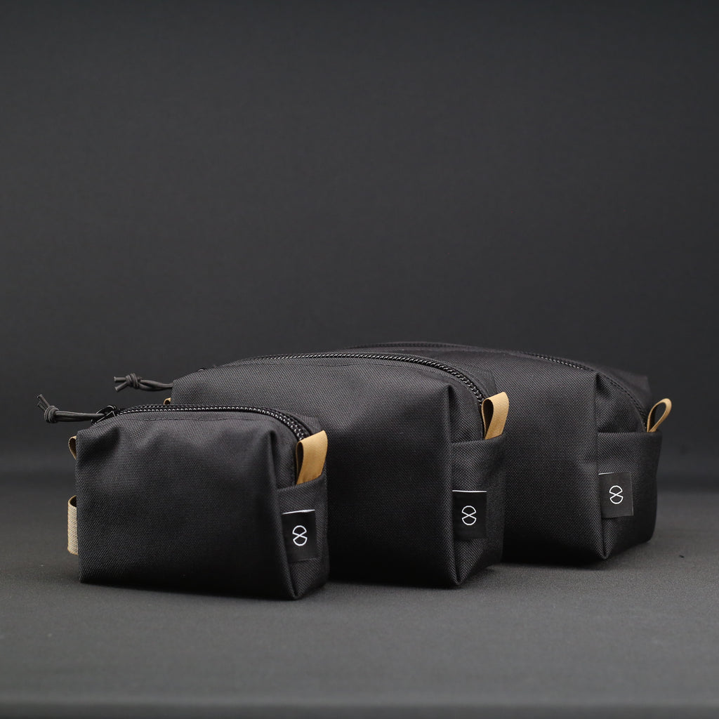 3 Piece Travel Pouch Set in Black x Coyote Brown