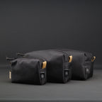 3 Piece Travel Pouch Set in Black x Coyote Brown