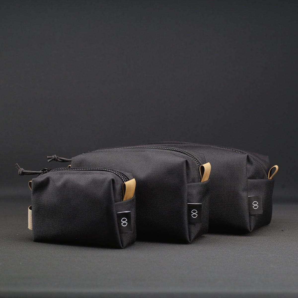 3 Piece Travel Pouch Set in Black x Coyote Brown