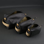 3 Piece Travel Pouch Set in Black x Coyote Brown