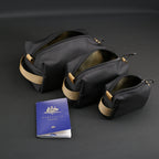 3 Piece Travel Pouch Set in Black x Coyote Brown