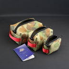 3 Piece Travel Pouch Set in Auscam x Red