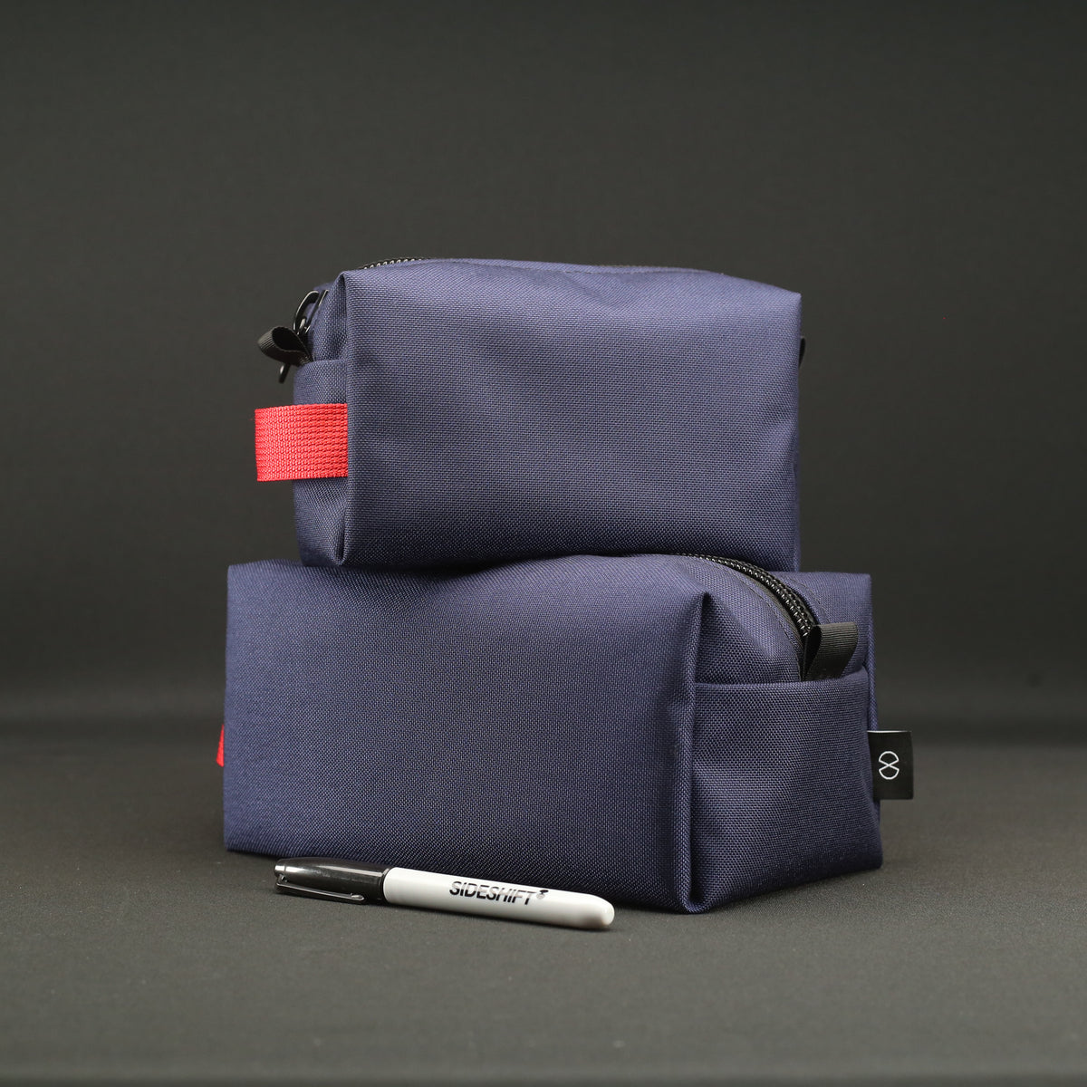 2 Piece Travel Pouch Set in Navy x Red