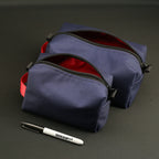 2 Piece Travel Pouch Set in Navy x Red