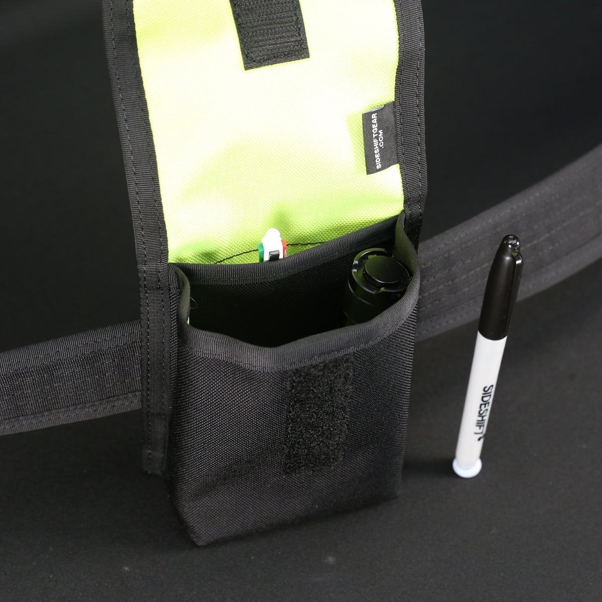Belt Utility Pouch in Black x Fluro Yellow