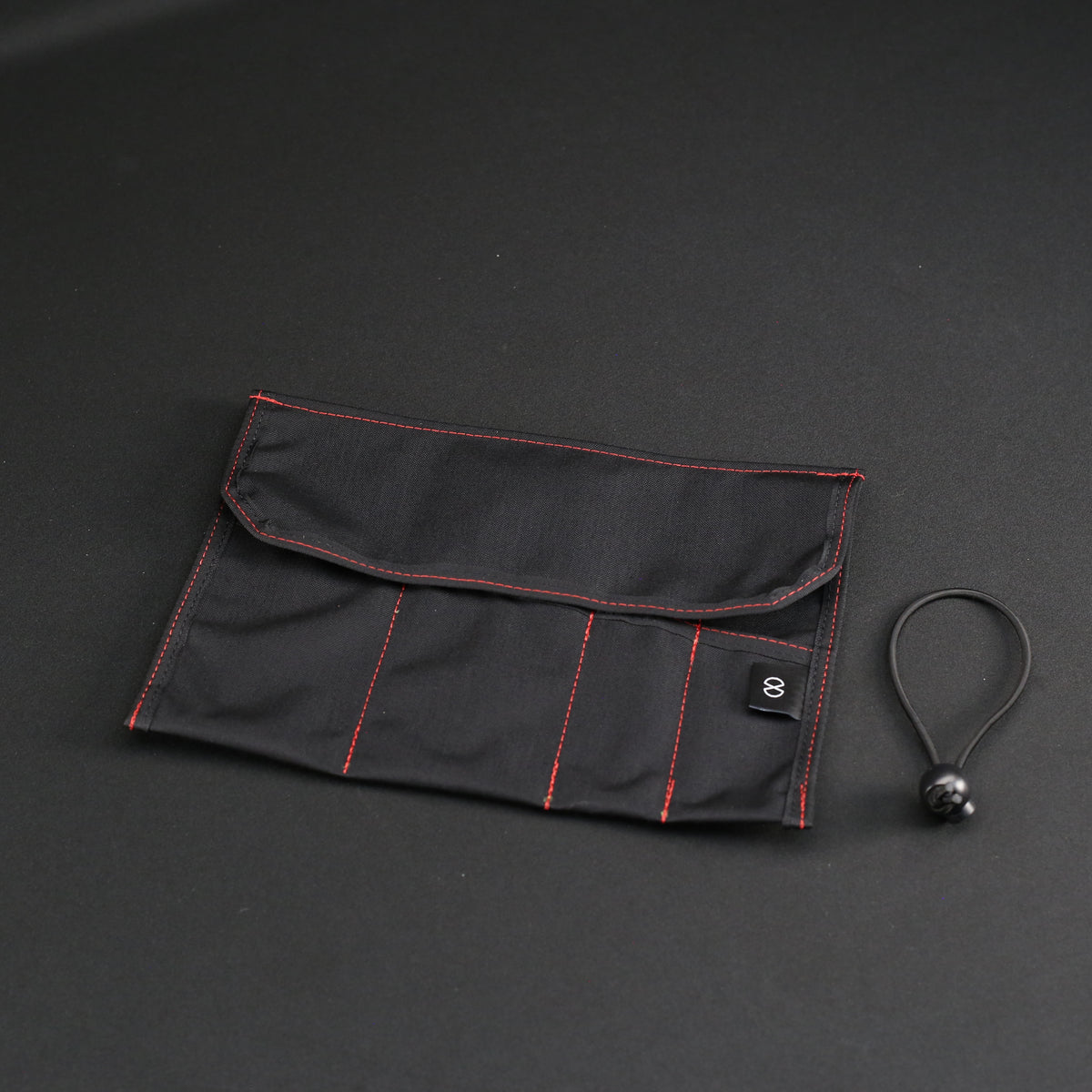 Small Tri-Fold Tool Roll in Black x Red