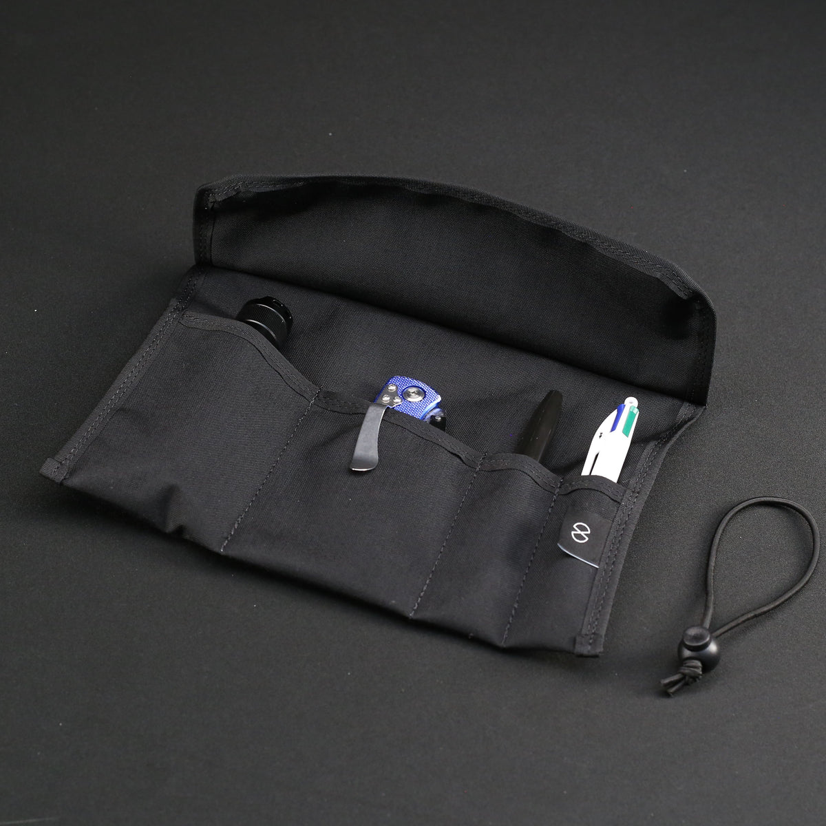 Small Tri-Fold Tool Roll in Black