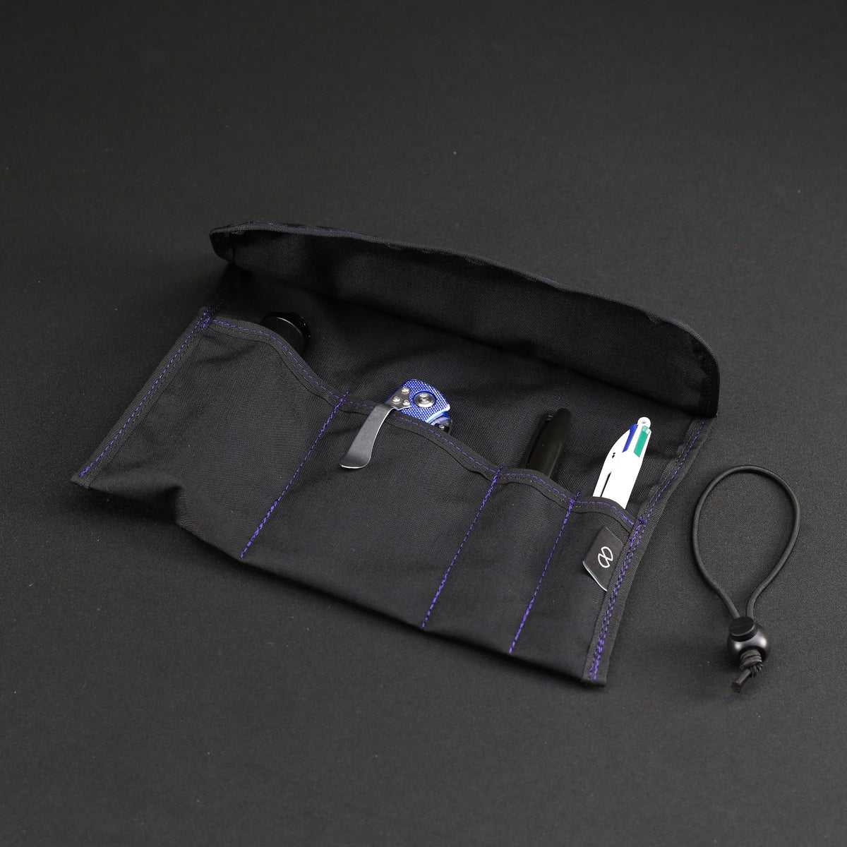 Small Tri-Fold Tool Roll in Black x Purple