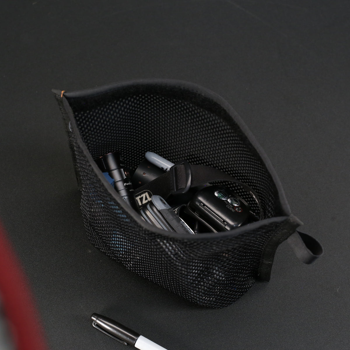 Mesh Stash Bag in Jet Black