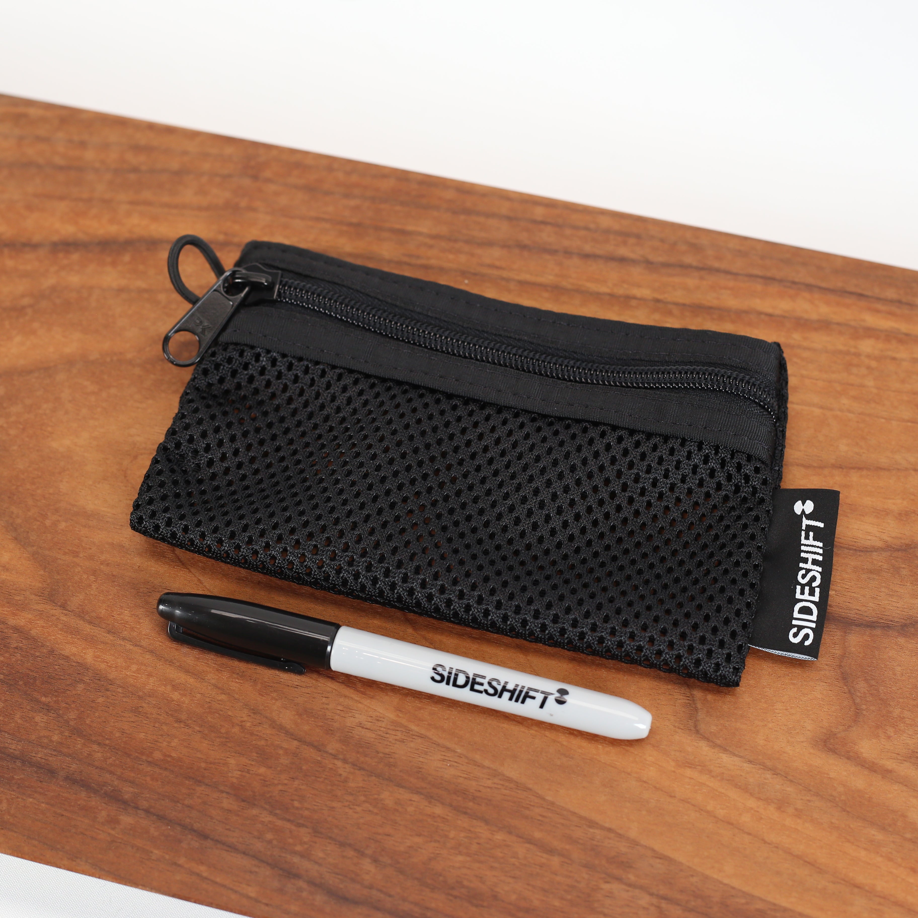 Mesh Zip Pouch in Jet Black