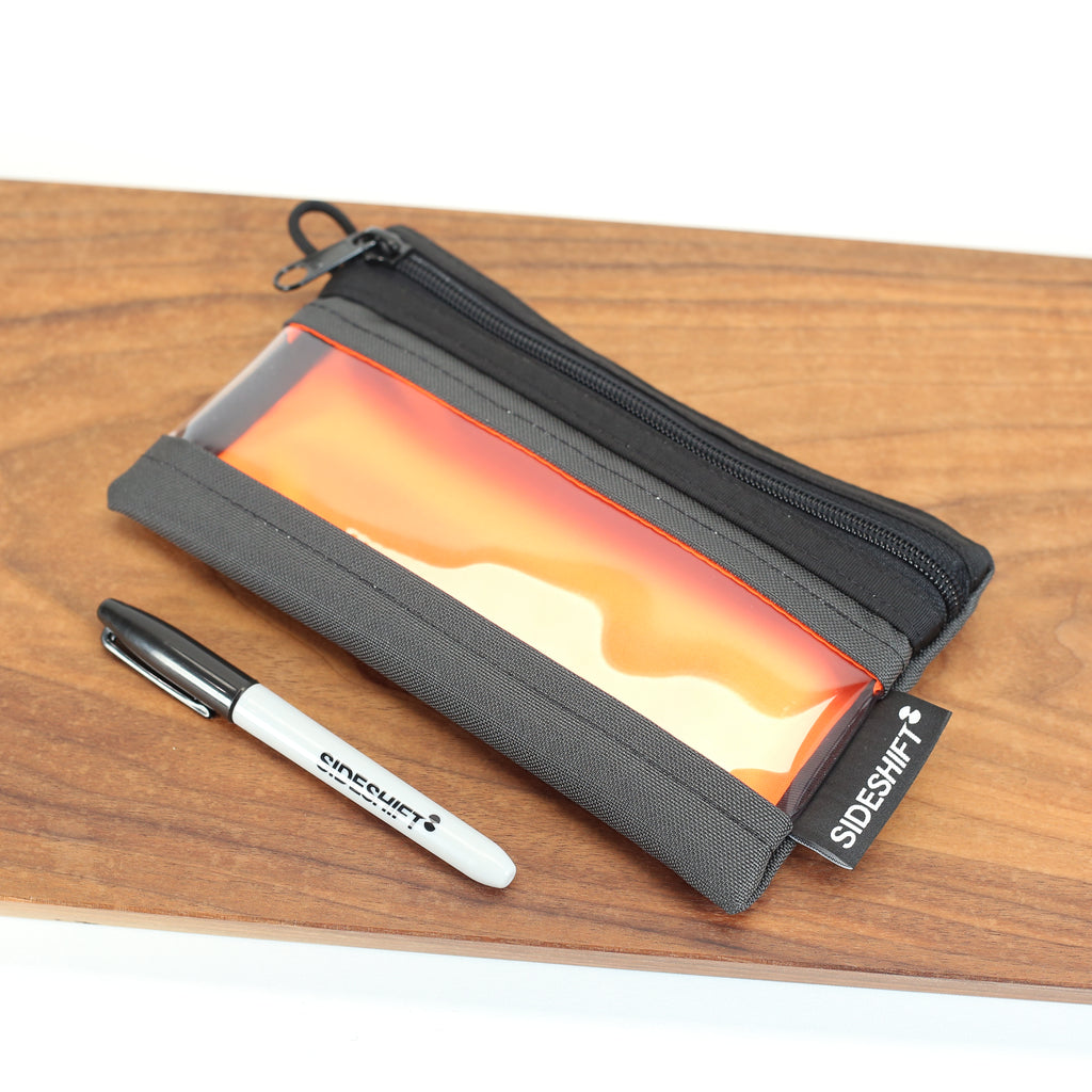 Clear Zip Pouch - Grey x Fluro Orange