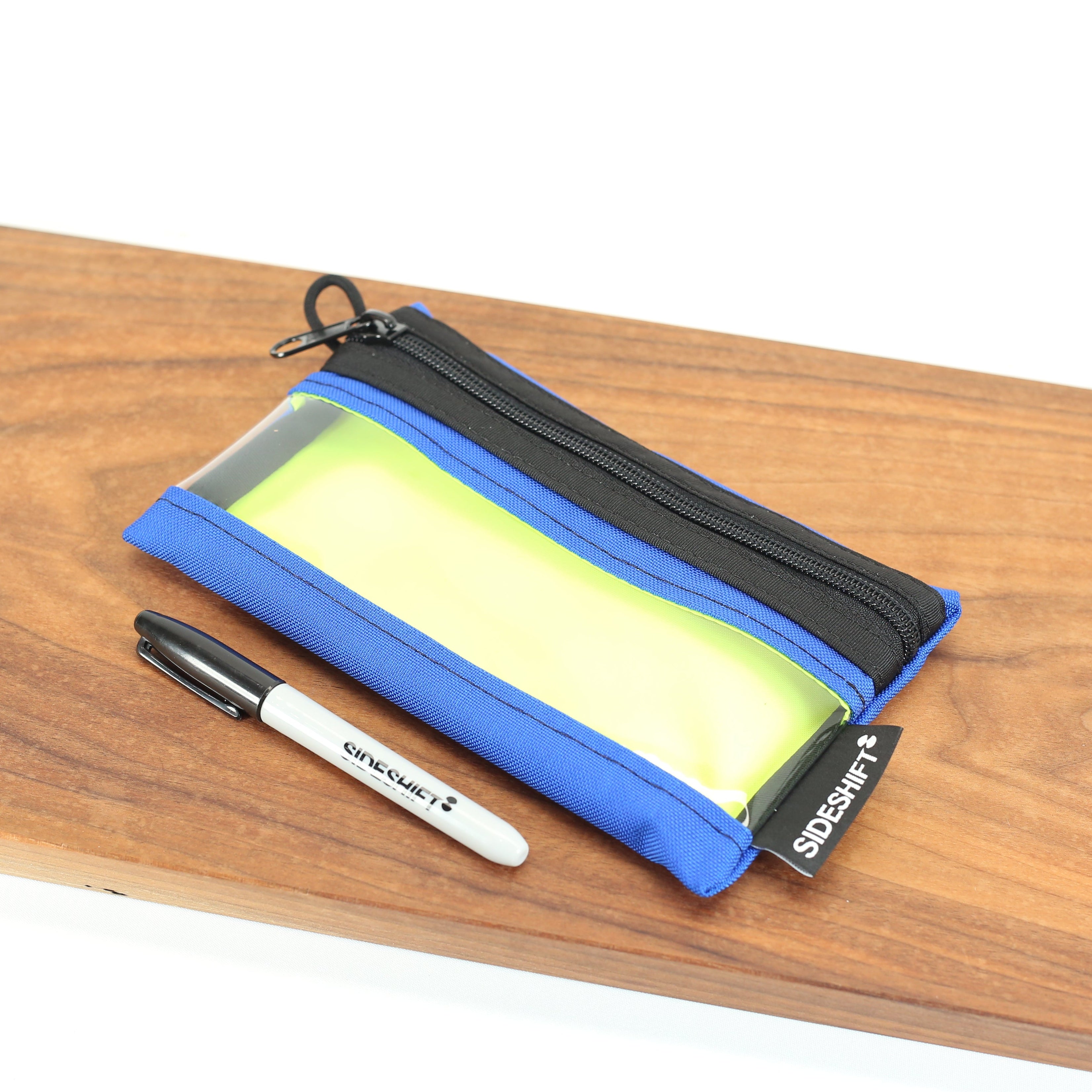 Clear Zip Pouch - Royal Blue x Fluro Yellow