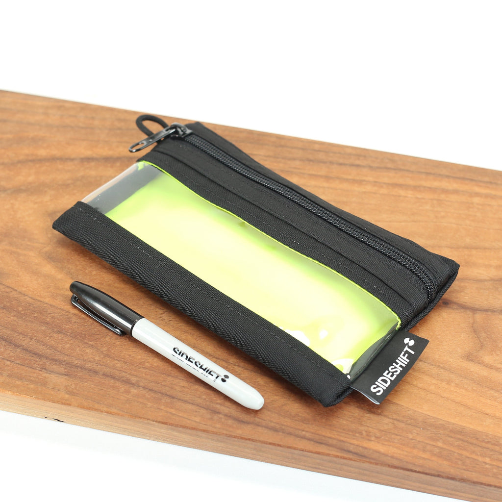 Clear Zip Pouch - Black x Fluro Yellow