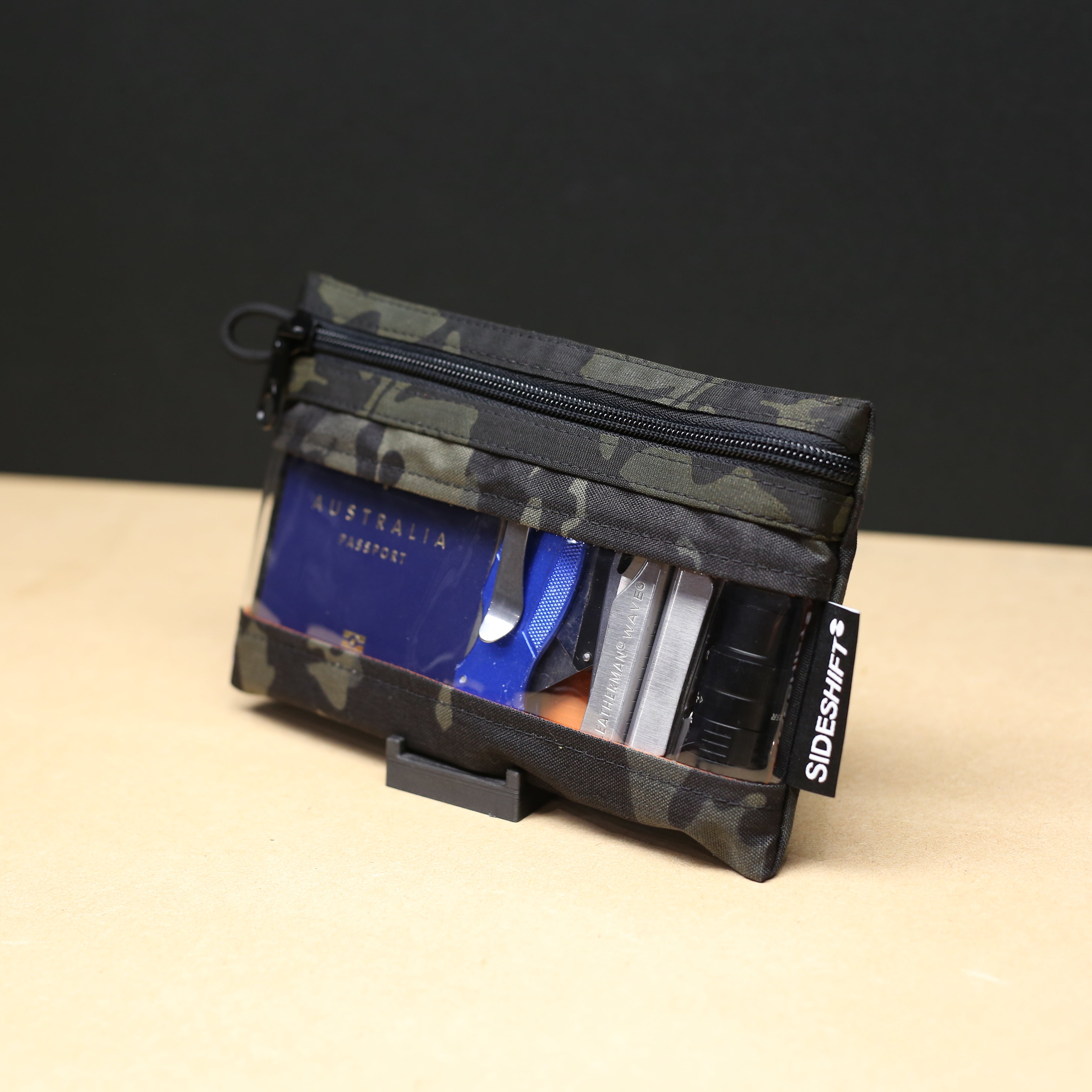 Clear Zip Pouch - MultiCam Black x Orange