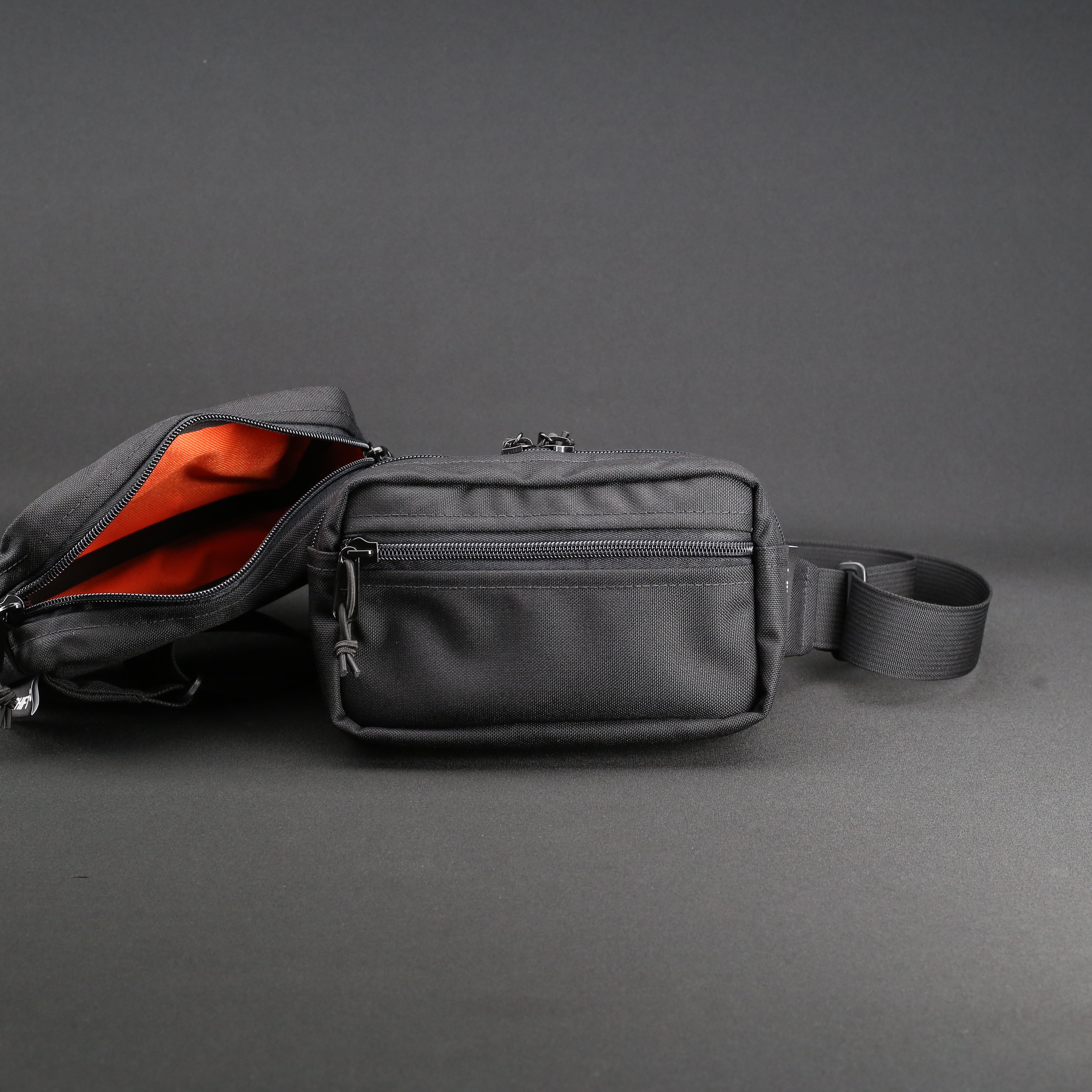 Waist Pack in Black / Fluro Orange