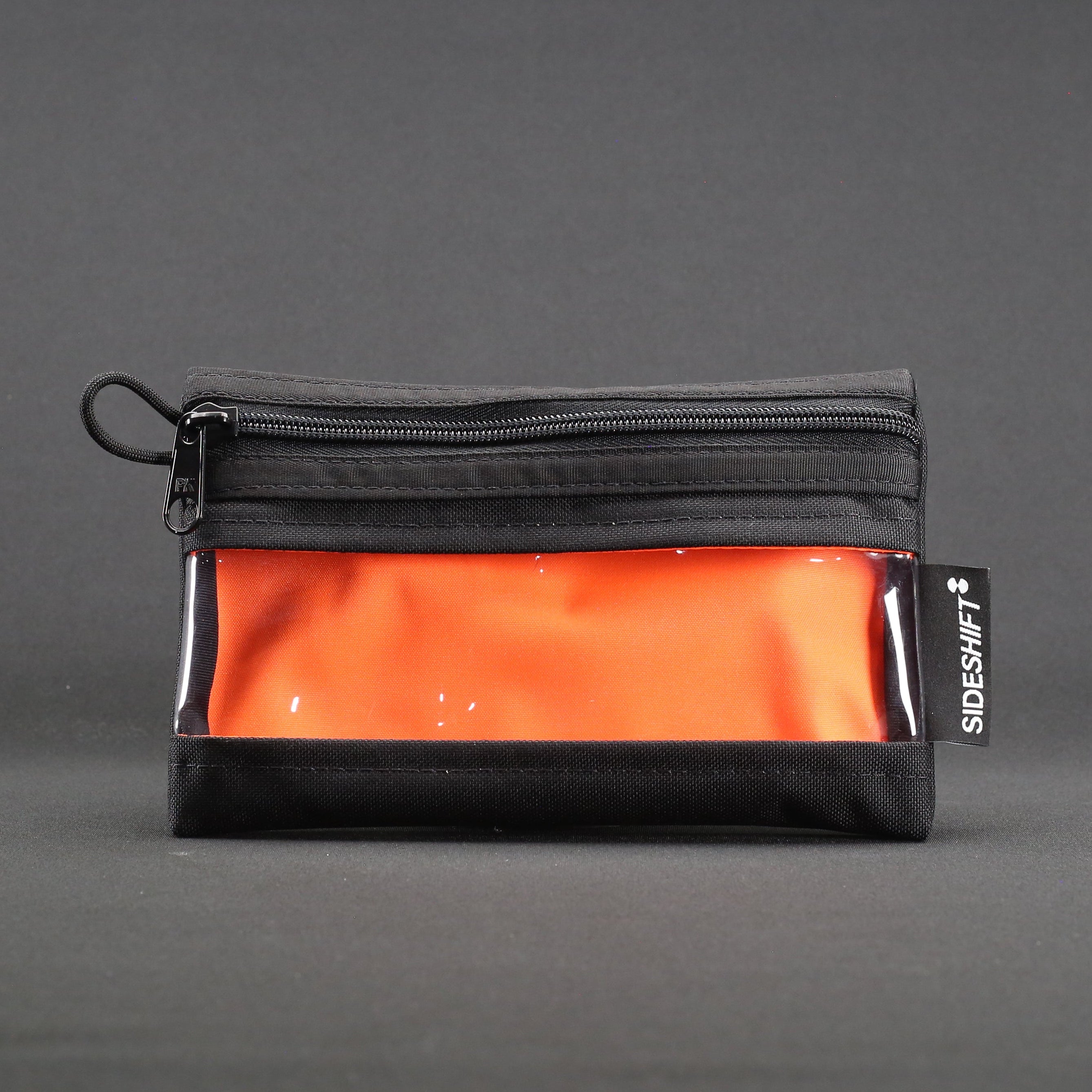 Clear Zip Pouch - Black x Fluro Orange