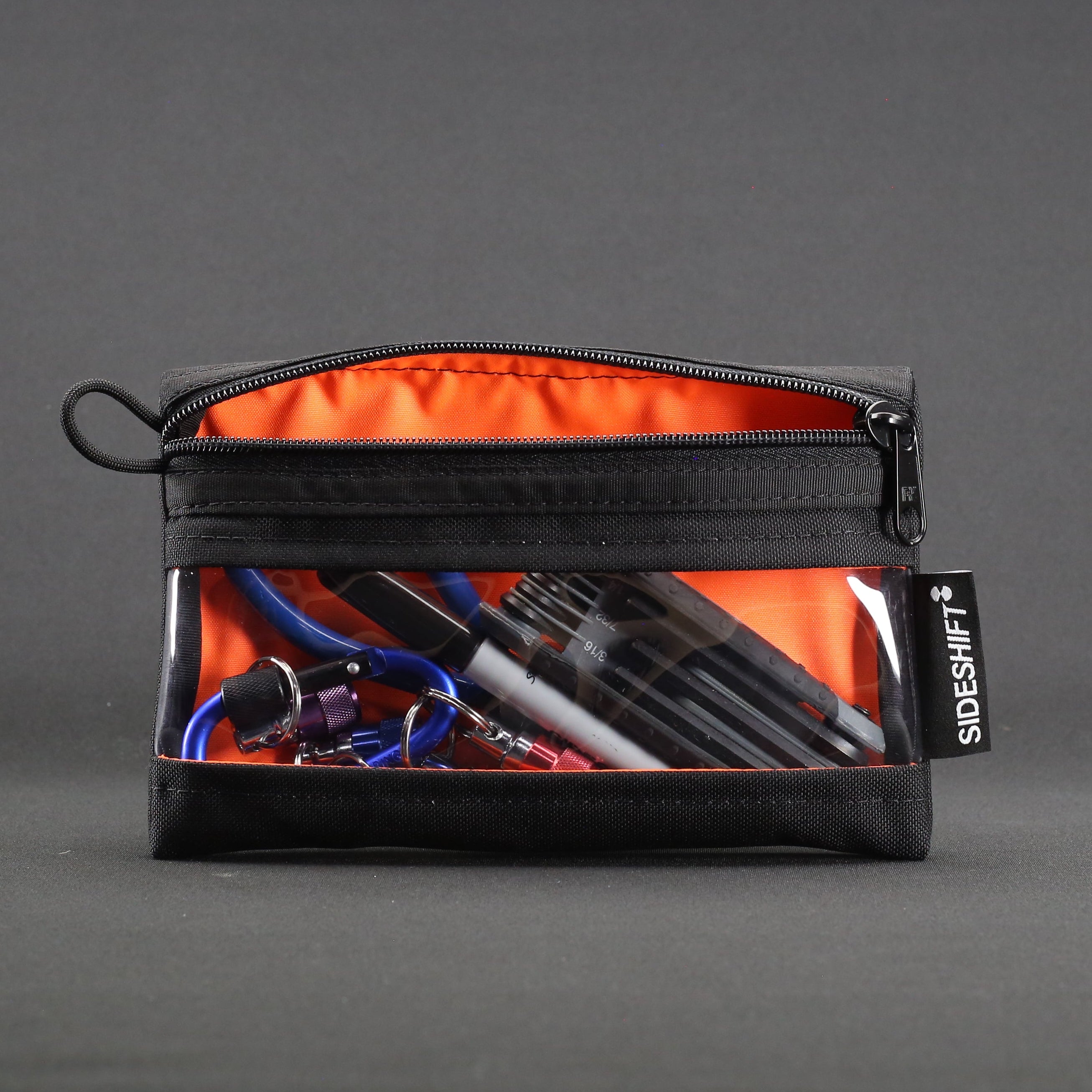 Clear Zip Pouch - Black x Fluro Orange