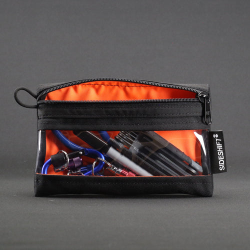 Clear Zip Pouch - Black x Fluro Orange