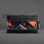 Clear Zip Pouch - Black x Fluro Orange