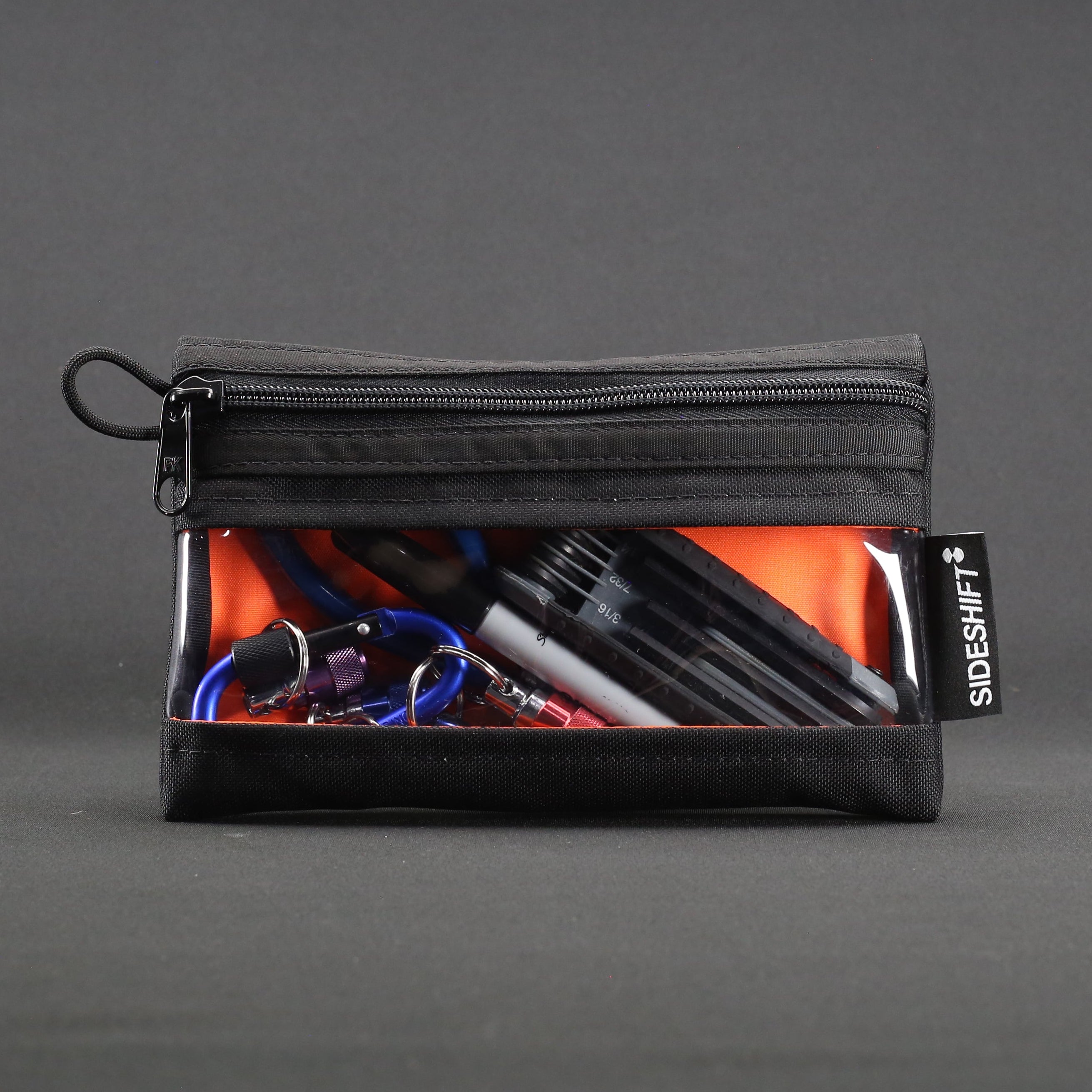 Clear Zip Pouch - Black x Fluro Orange