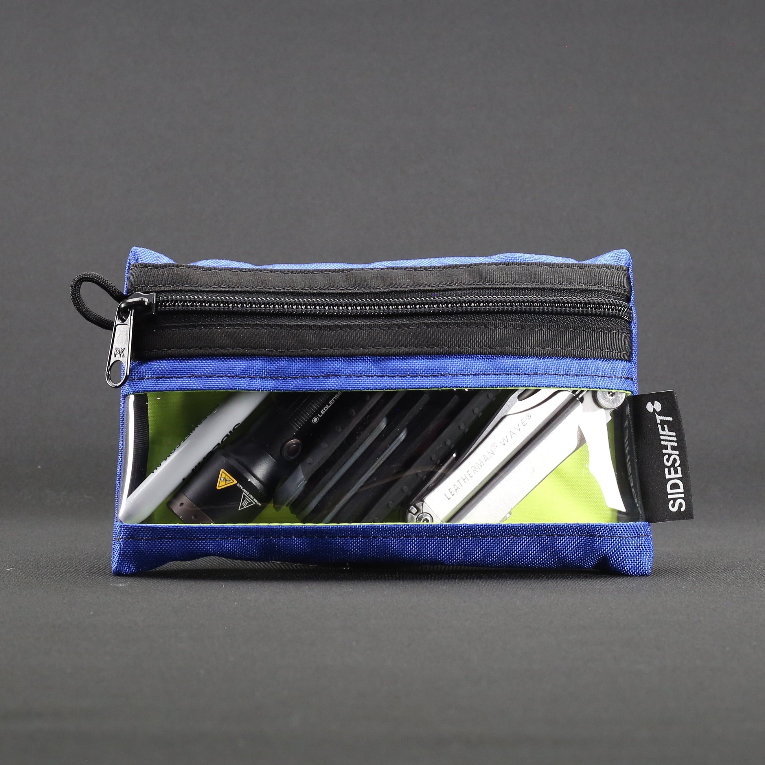 Clear Zip Pouch - Royal Blue x Fluro Yellow
