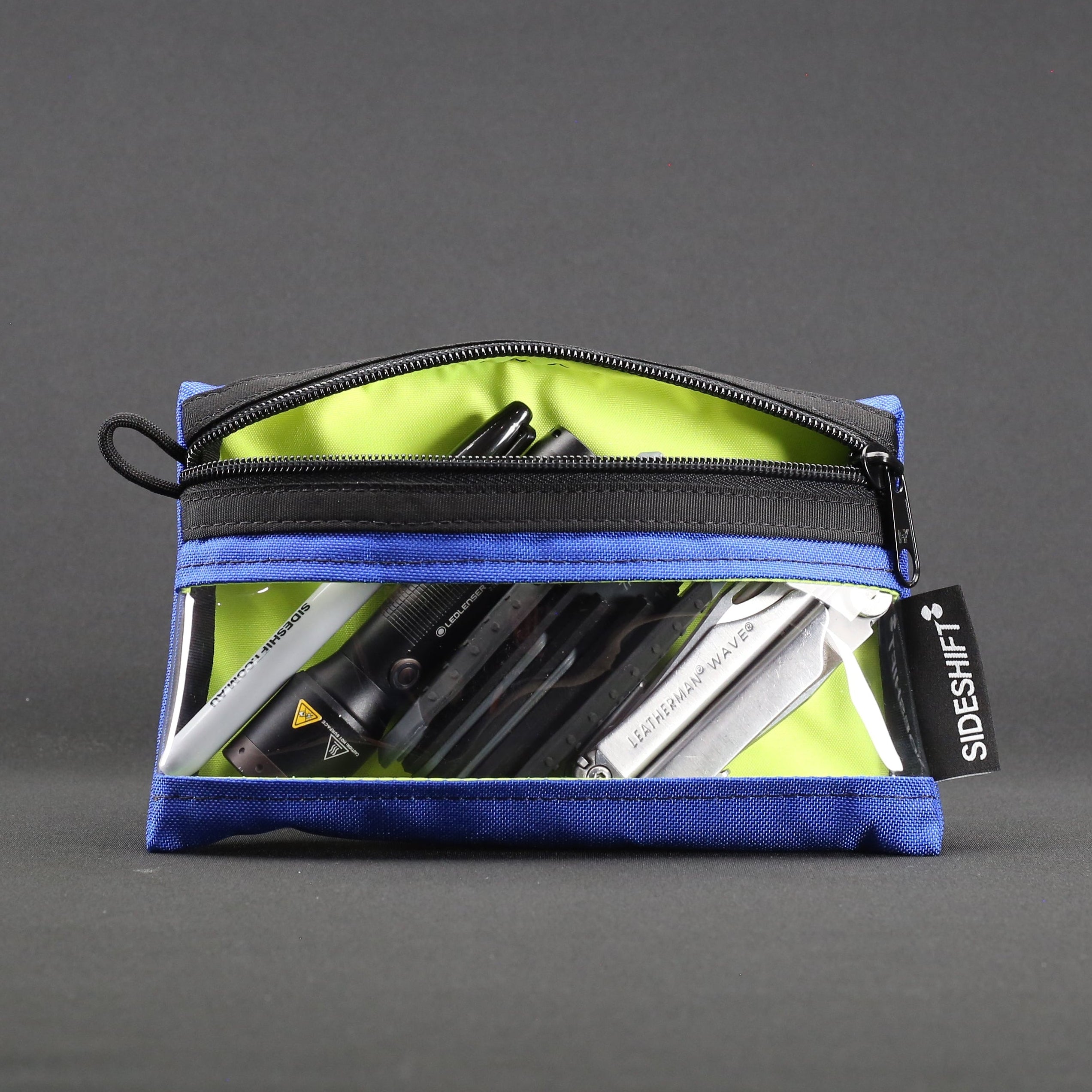 Clear Zip Pouch - Royal Blue x Fluro Yellow