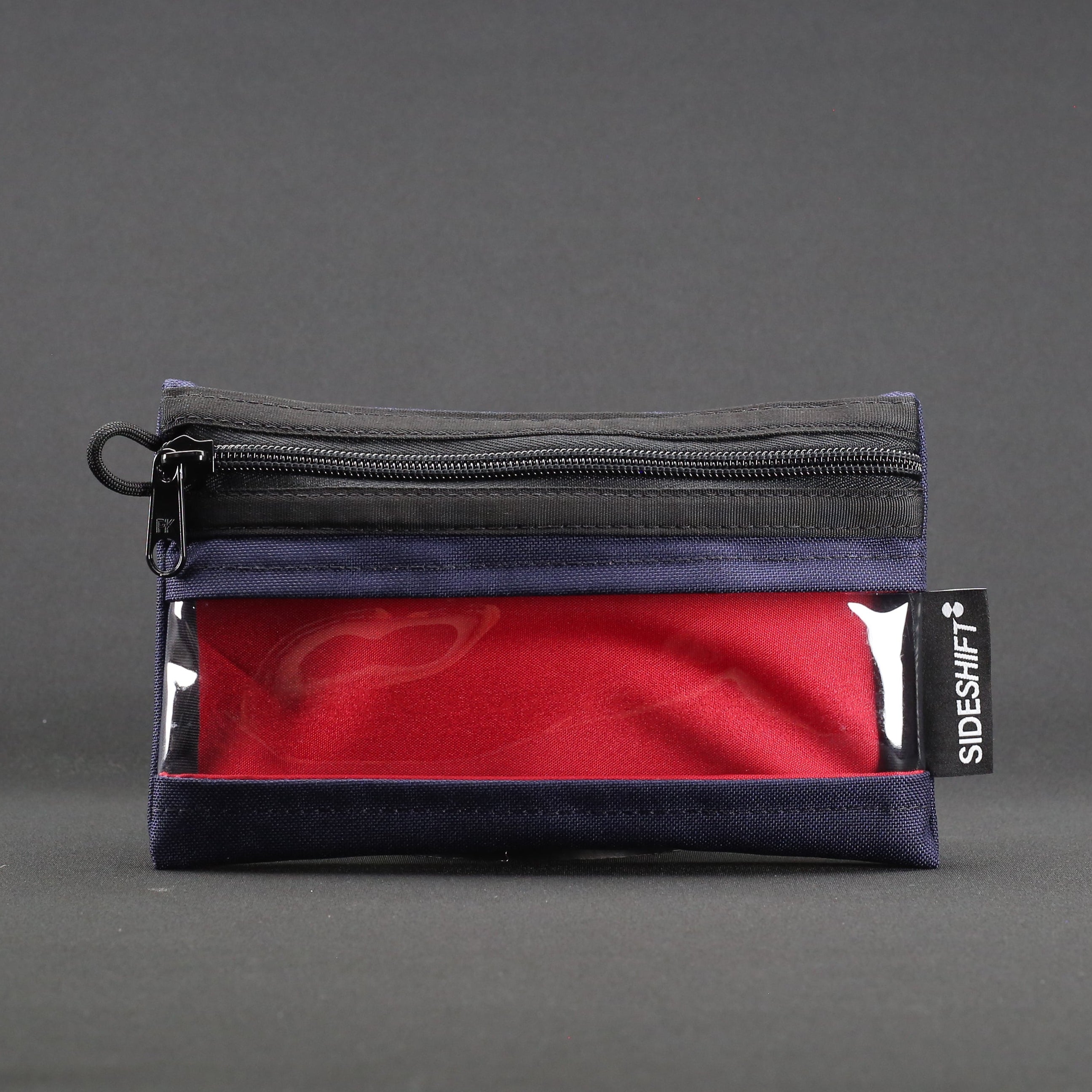 Clear Zip Pouch - Navy x Red