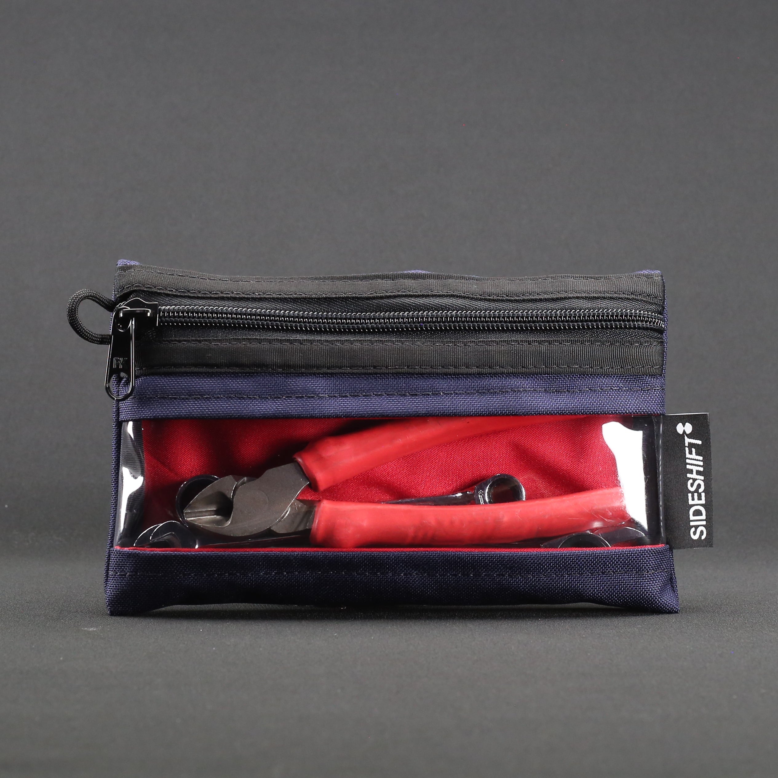 Clear Zip Pouch - Navy x Red