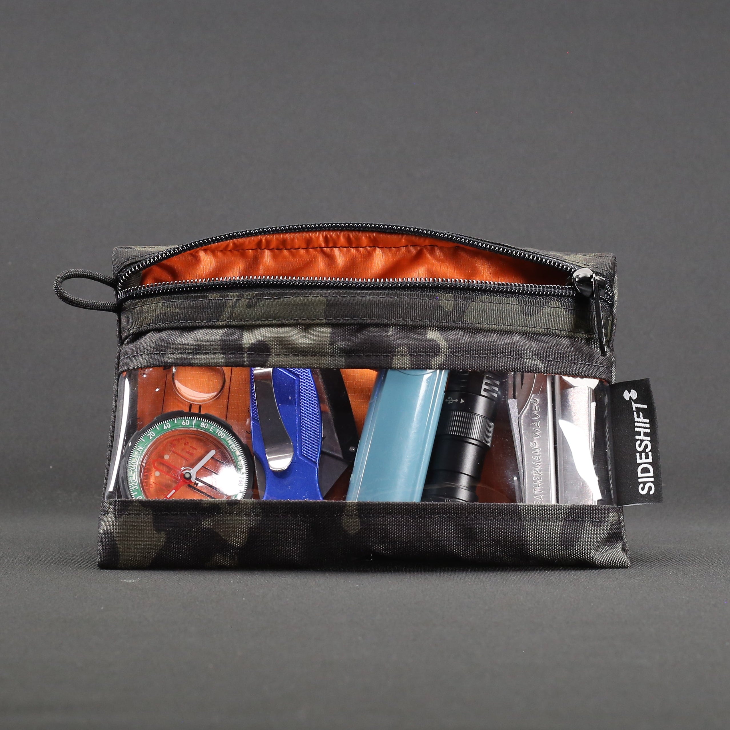 Clear Zip Pouch - MultiCam Black x Orange