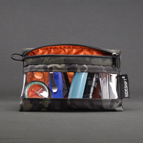 Clear Zip Pouch - MultiCam Black x Orange