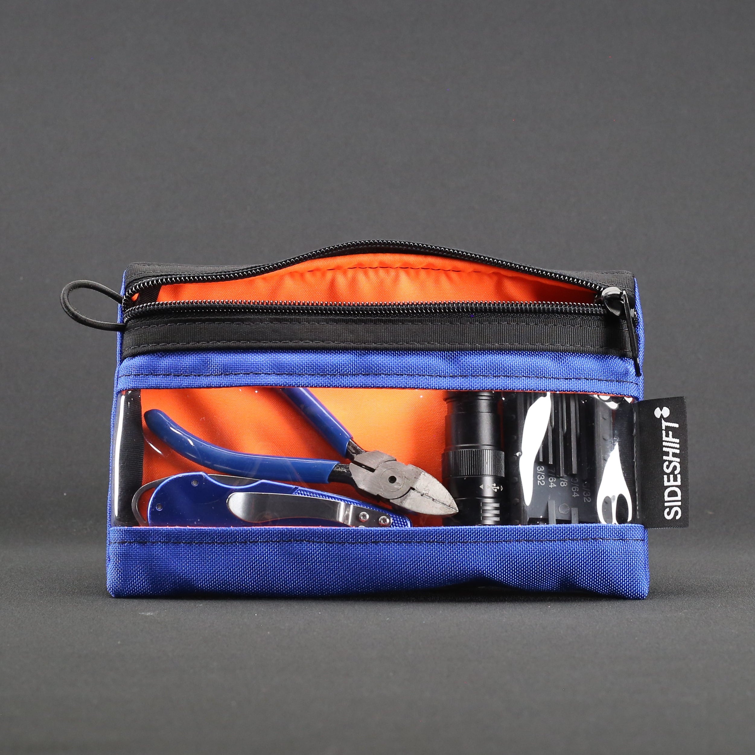 Clear Zip Pouch - Royal Blue x Fluro Orange