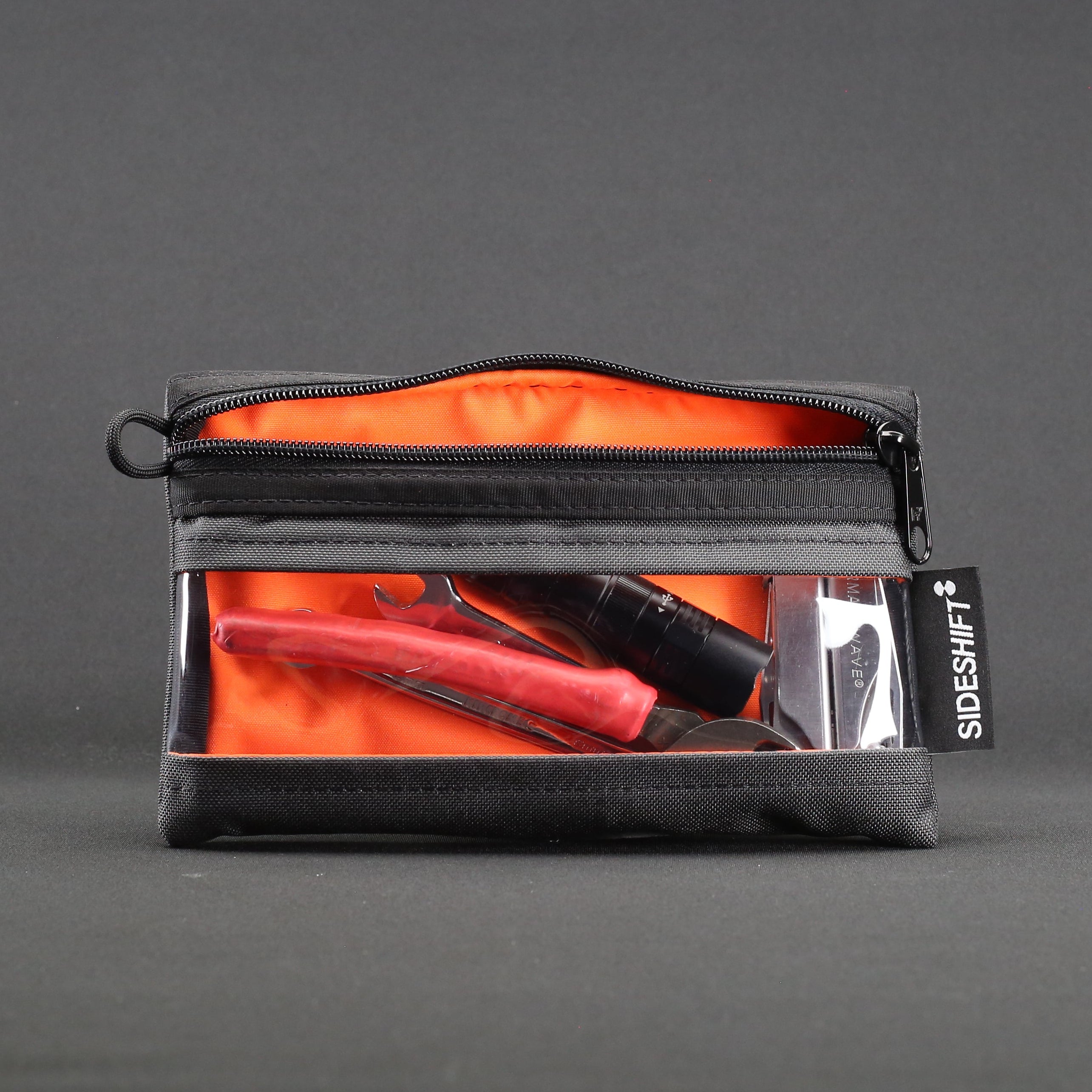 Clear Zip Pouch - Grey x Fluro Orange