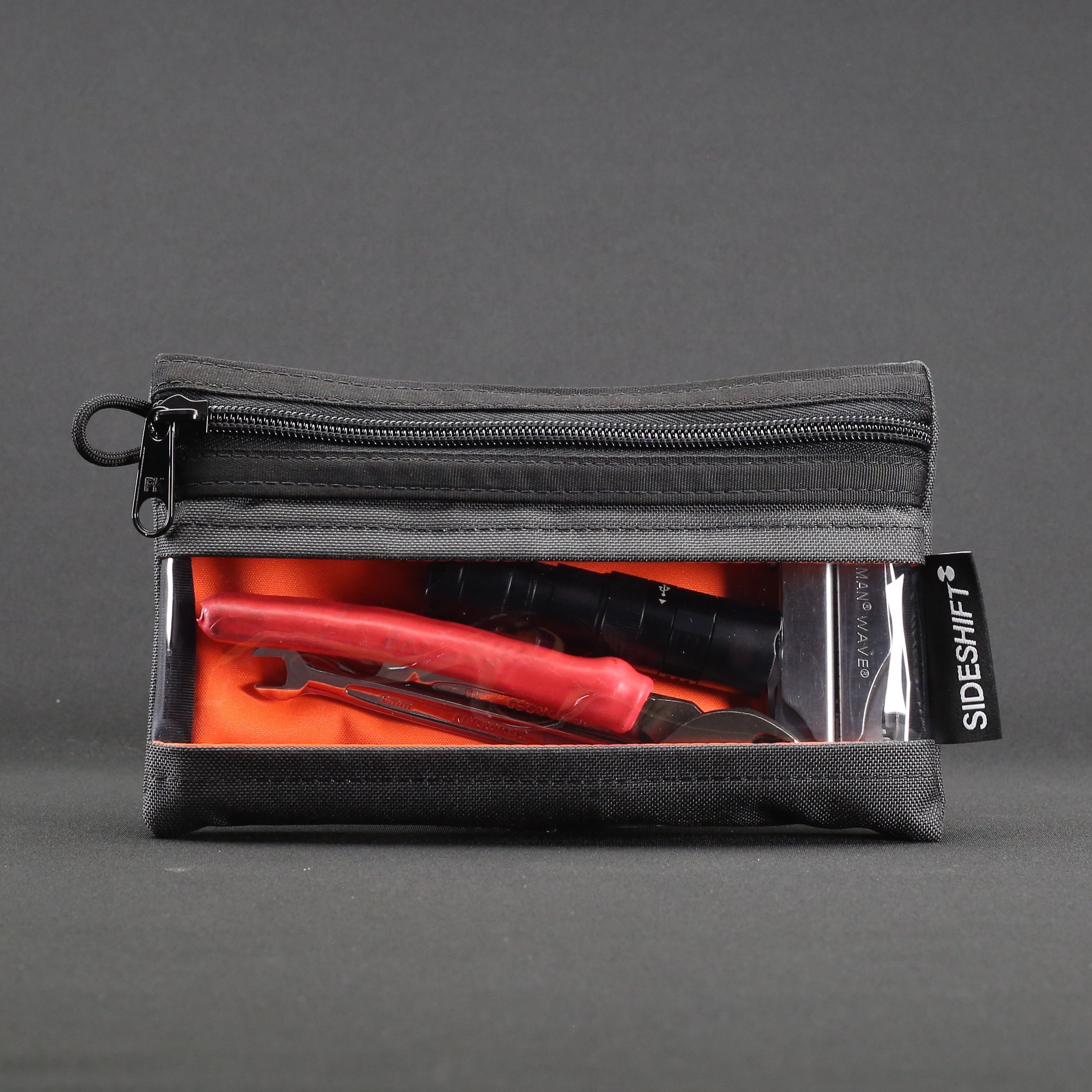 Clear Zip Pouch - Grey x Fluro Orange