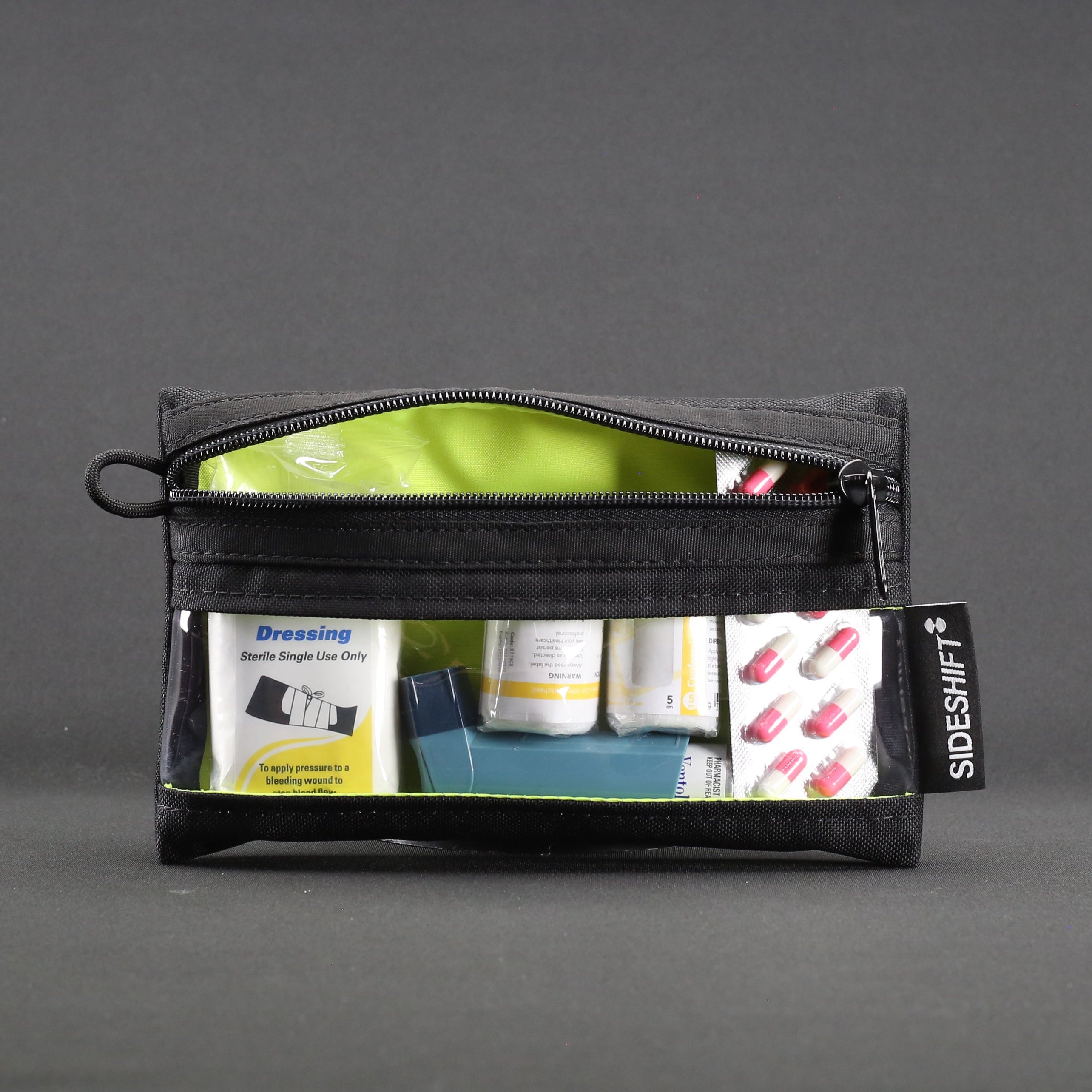 Clear Zip Pouch - Black x Fluro Yellow