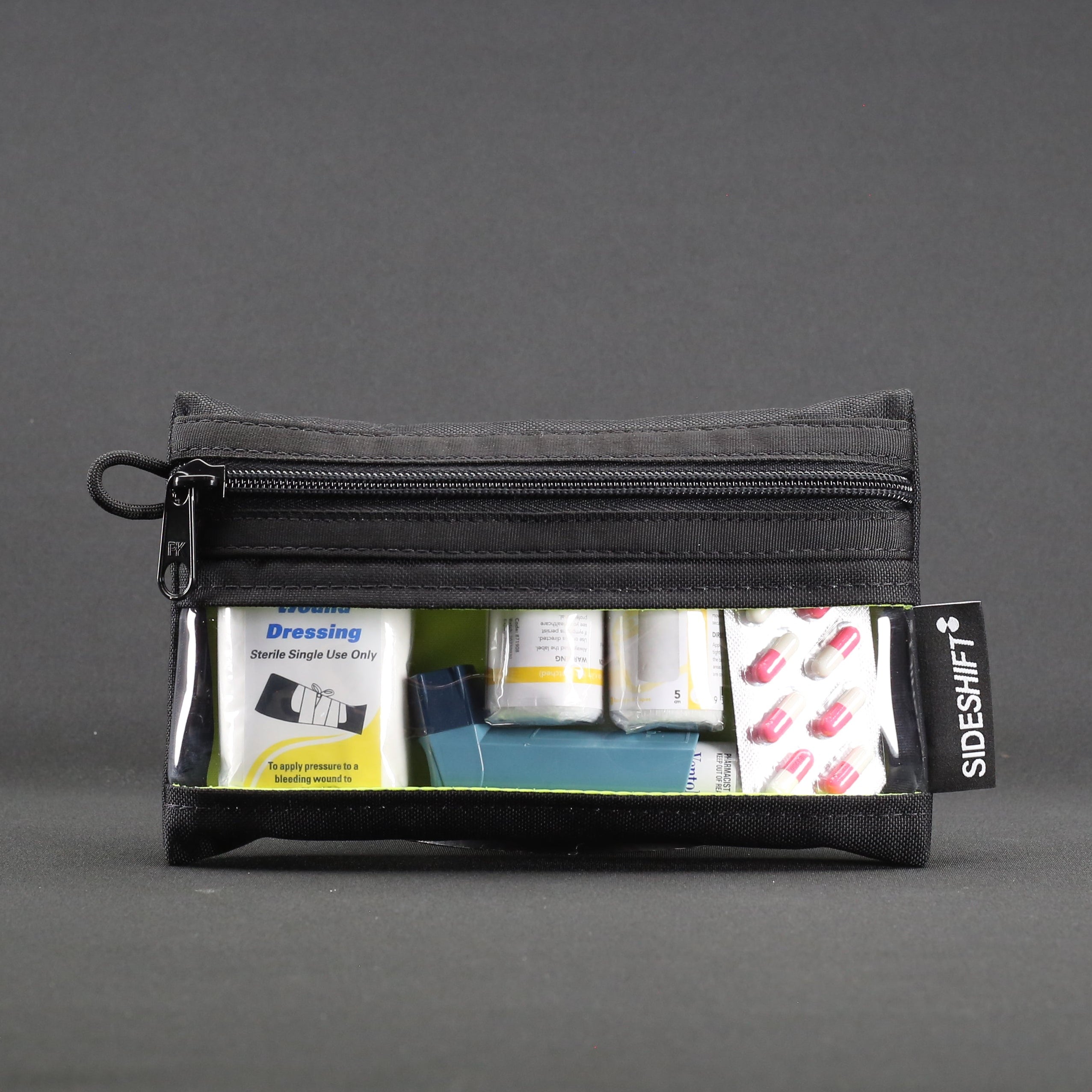 Clear Zip Pouch - Black x Fluro Yellow