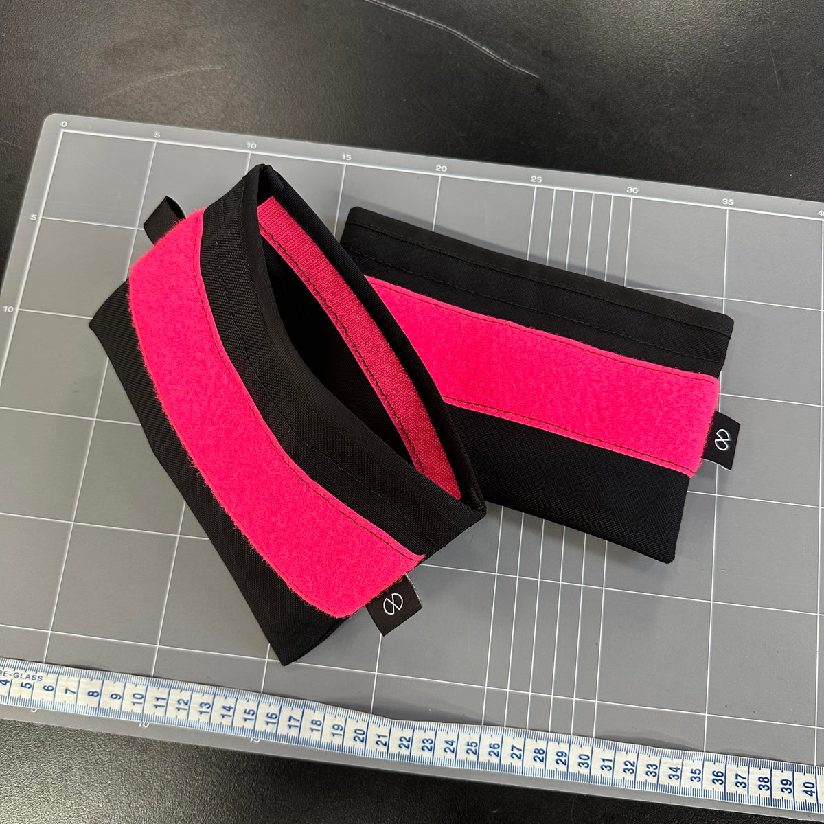 Flat Organiser Pouch Black w/ Pink Loop